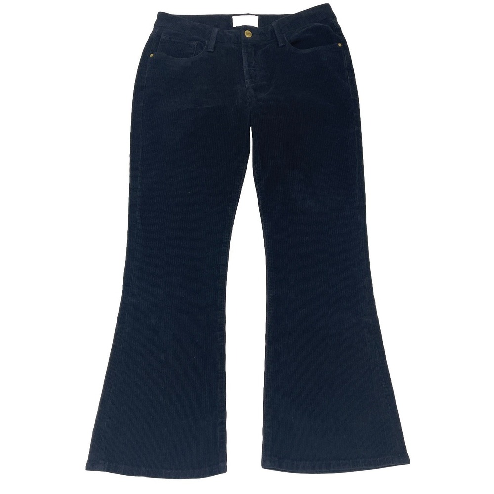 FRAME Le Crop Mini Boot Corduroy Pants Deep Blue Dive Navy Blue Size 26 LCMB14W